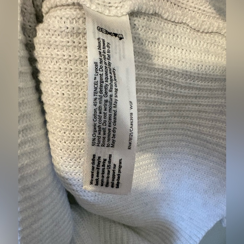 Eileen Fisher off white, heather Gray Scoop Neck Ribbed Knit Sweater - M/L - Picture 5 of 5